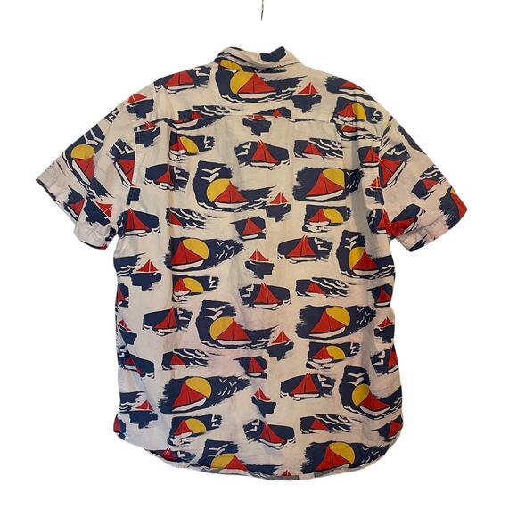 J. Crew Sailboat Print Button Shirt Mens Large Cotton Nautical Preppy Boats - Picture 5 of 9